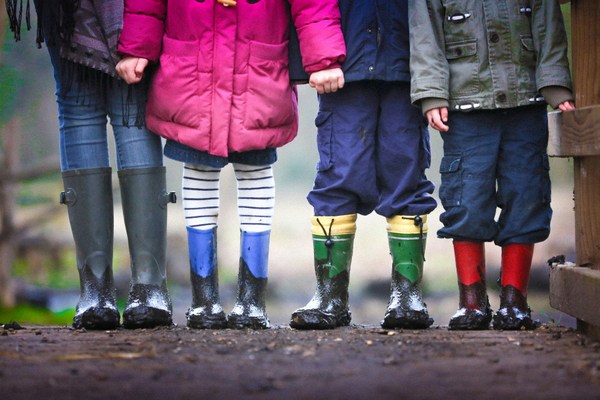 kids with wellies