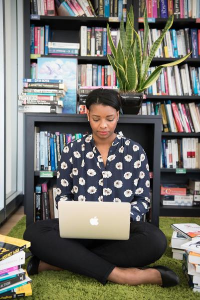 woman working laptop